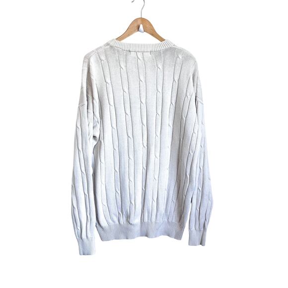 Vintage John Ashford Cable Knit Mens Sweater Size XL Cream Fisherman Preppy Prep - Picture 2 of 7